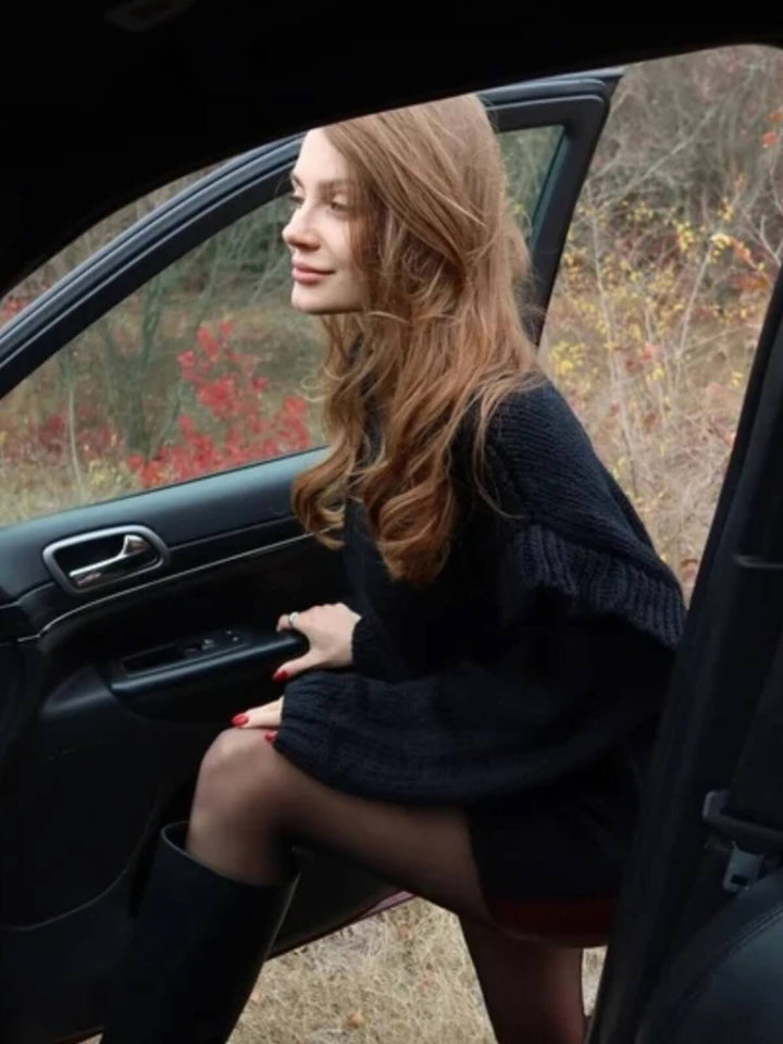 Oversized Loose Turtleneck Double Lantern Sleeve Sweater