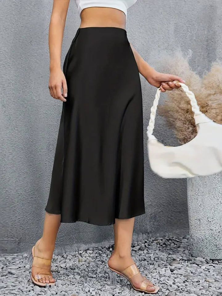 Women's Solid Chic Pleated Midi Skirt