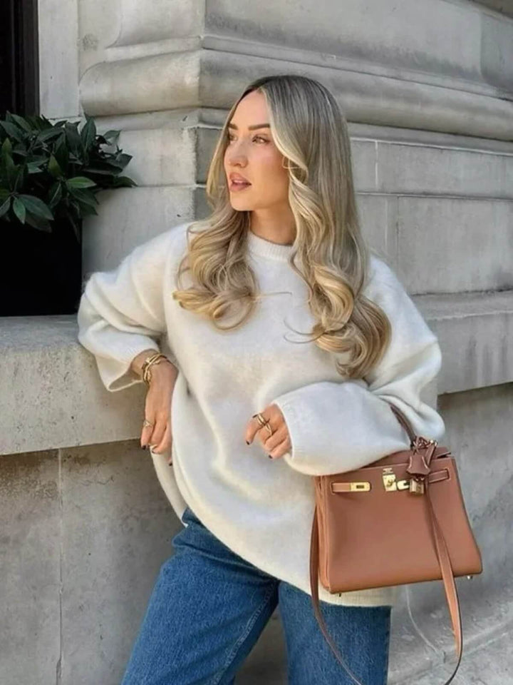 Classic O-neck Mohair Thick Knitted Sweater