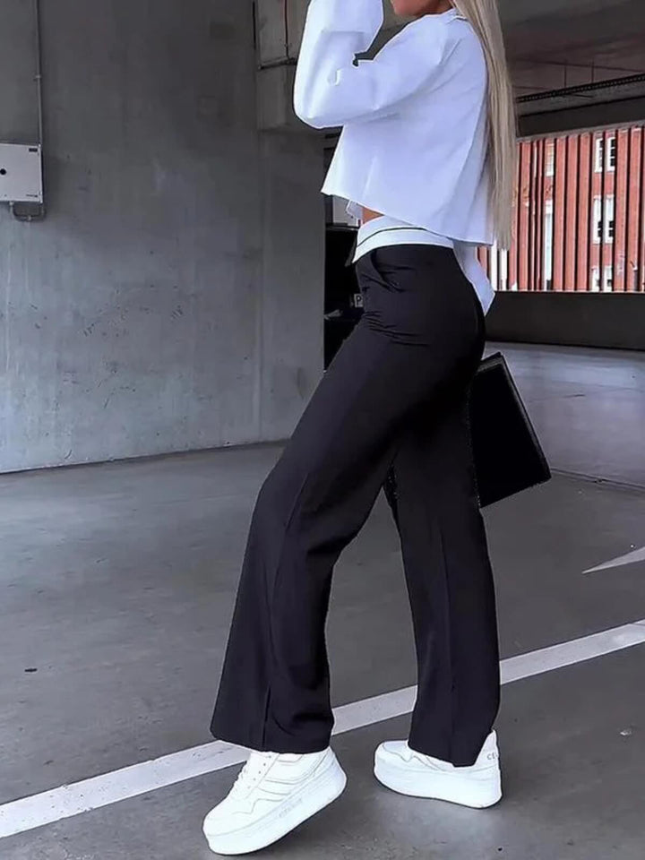 Women's Two-Piece Short Blazer Coat & Straight Pants Suit Set