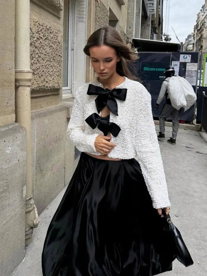 Elegant Bow Lace-Up Long Sleeve Chic Coats