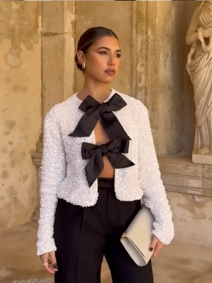 Elegant Bow Lace-Up Long Sleeve Chic Coats