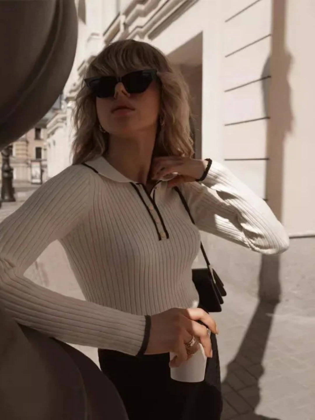 Women's Long Sleeve Top Tight Bottoming Patchwork Sweater