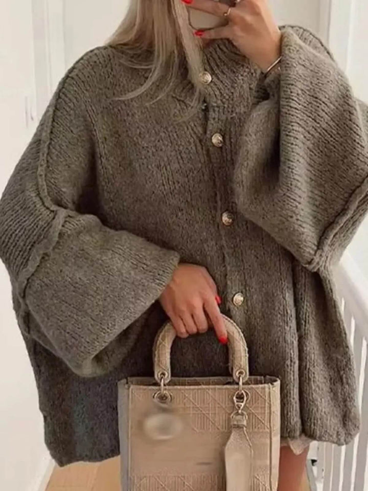 Casual O-Neck Metal Button Cardigan