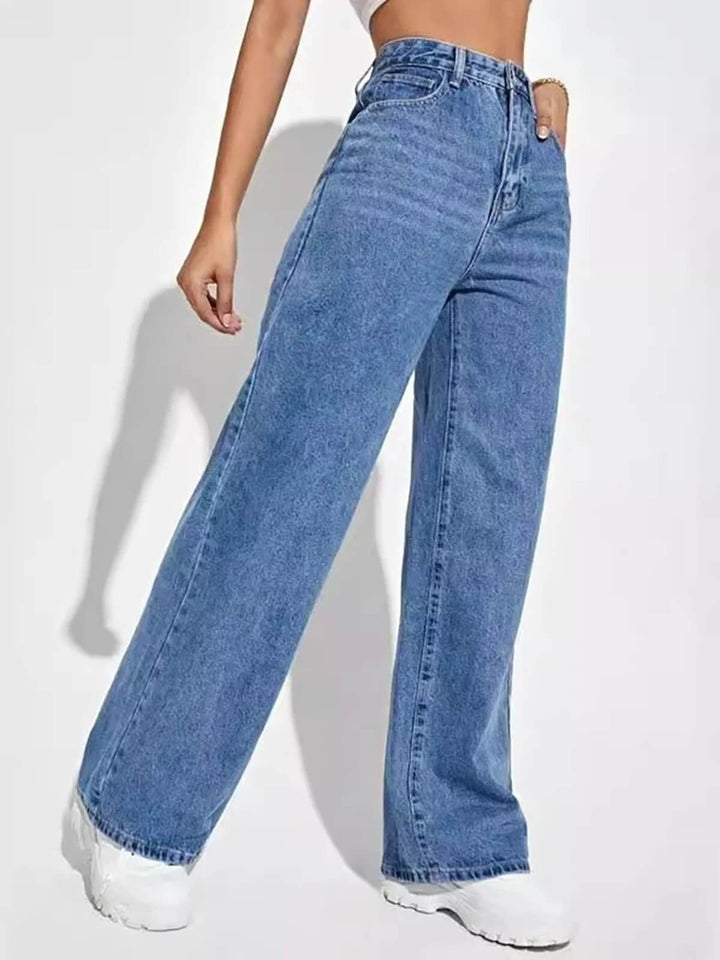 Slimming Wide Leg Straight Jeans