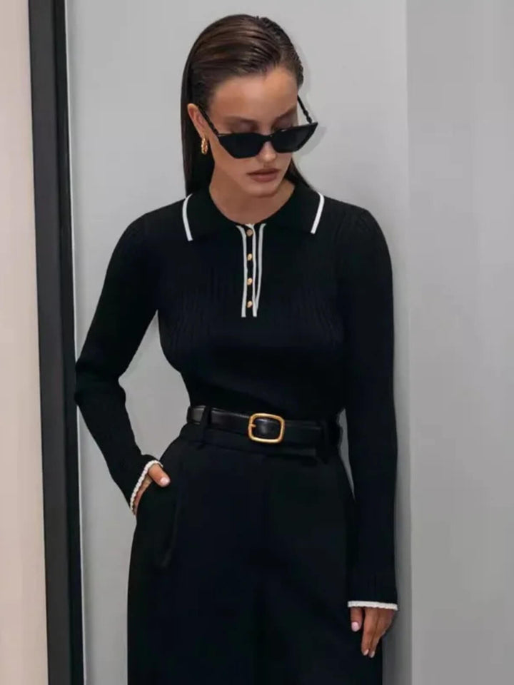 Women's Long Sleeve Top Tight Bottoming Patchwork Sweater