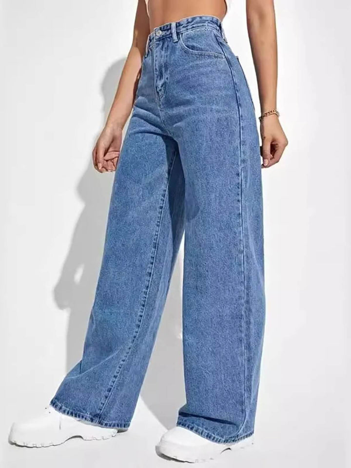 Slimming Wide Leg Straight Jeans