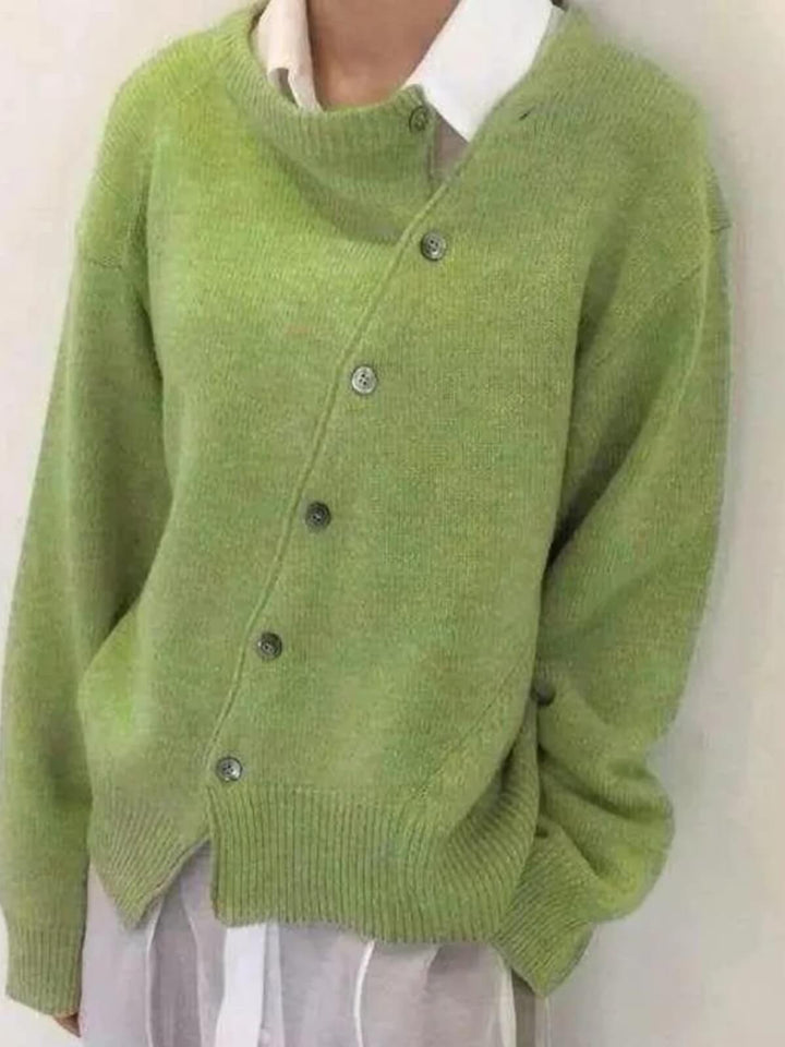 Asymmetric Cardigan with Unique Buttons