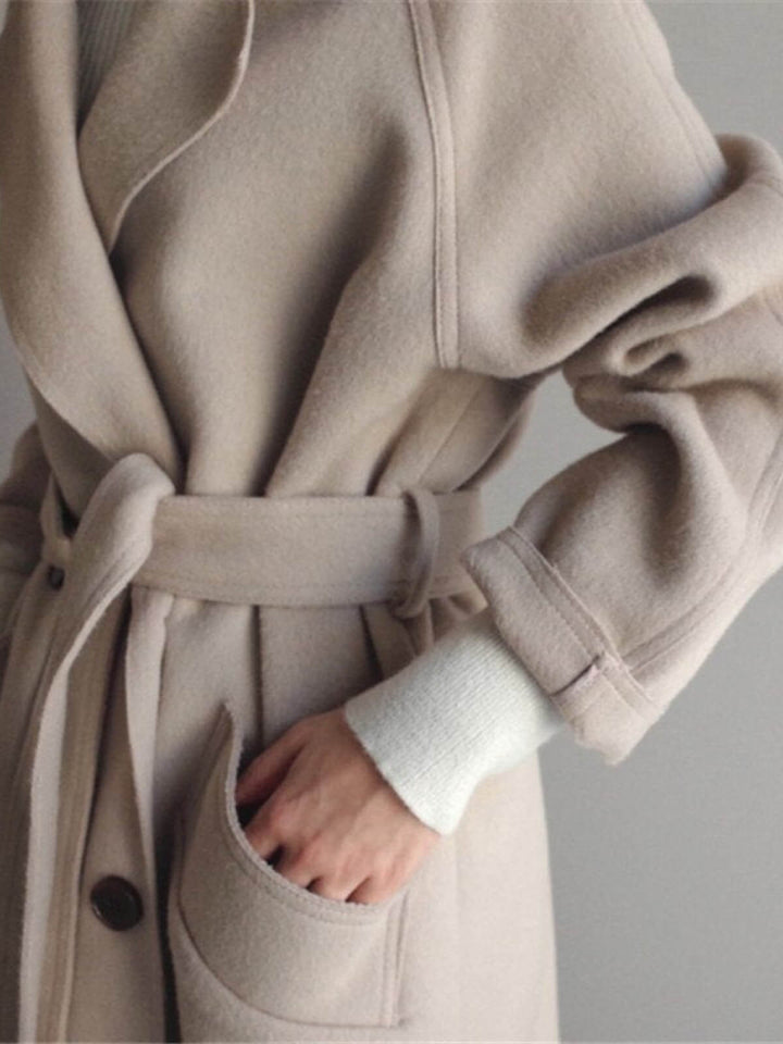 Elegant V-neck With Side Pockets Trenchcoat