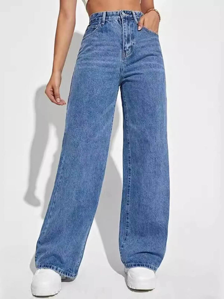 Slimming Wide Leg Straight Jeans