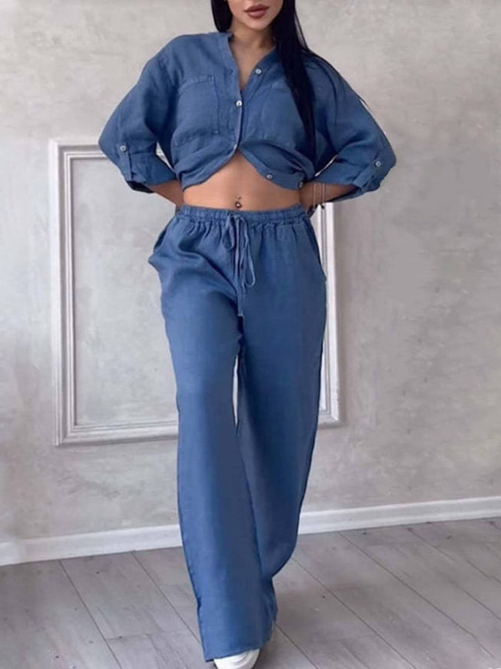 Women's Two-Piece Casual Outfit Shirt & Pants
