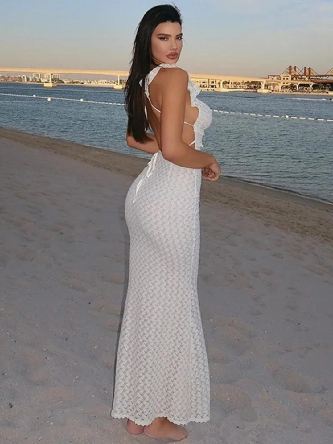 Elegant Tie Detail Sexy Cut Out Backless Dress