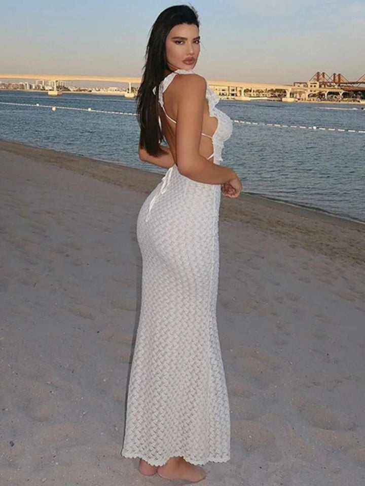 Elegant Tie Detail Sexy Cut Out Backless Dress