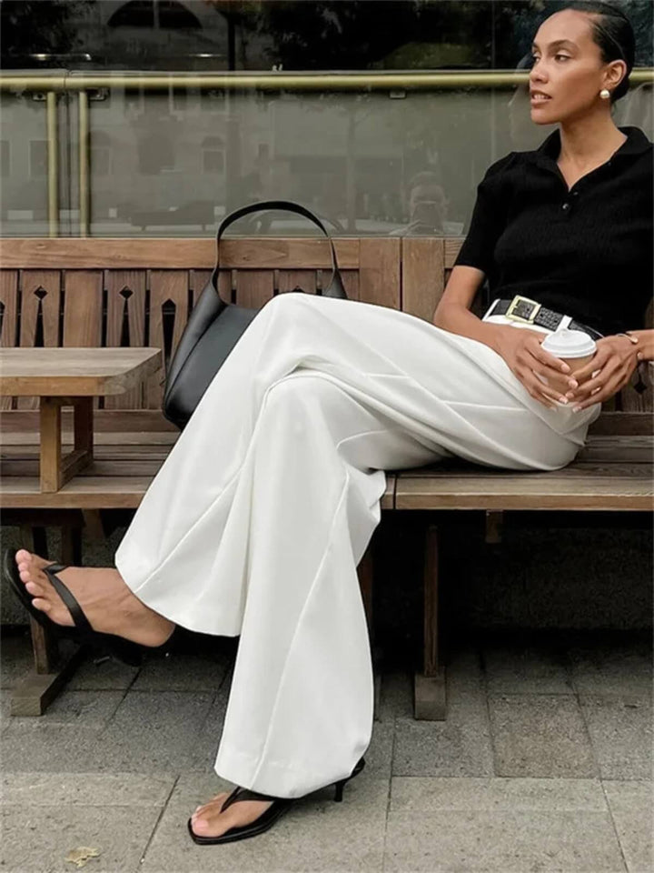 Patchwork High Waist Casual Wide Leg Trousers