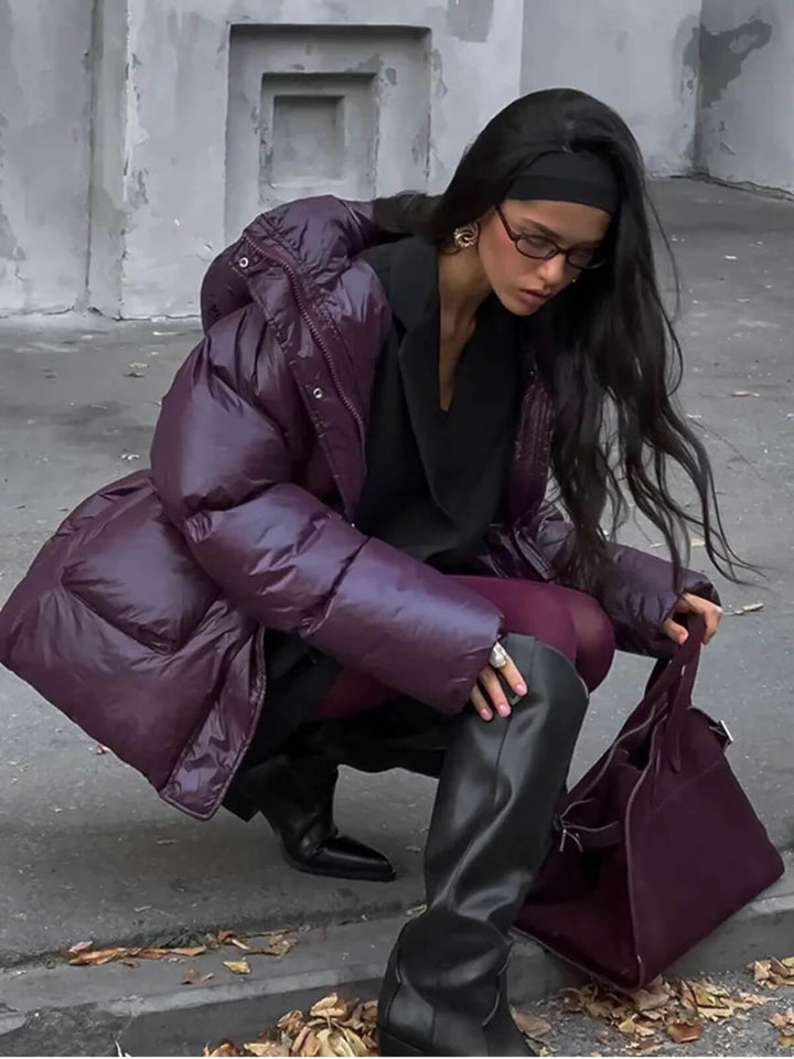 Casual Lace-Up Down Jacket With Button Pockets