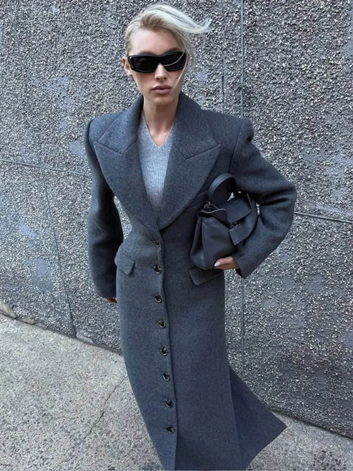 Elegant Single-Breasted Overcoat With Flip Pockets