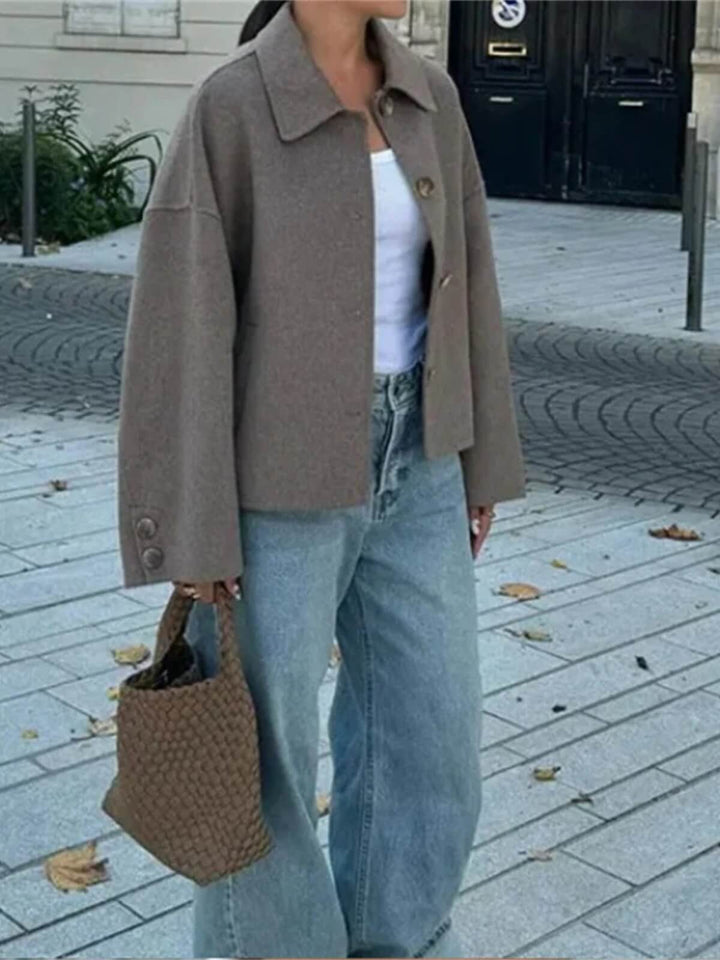 Long Sleeve Lapel Solid Button Coat