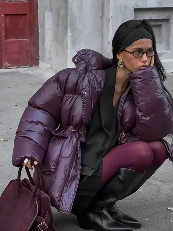 Casual Lace-Up Down Jacket With Button Pockets