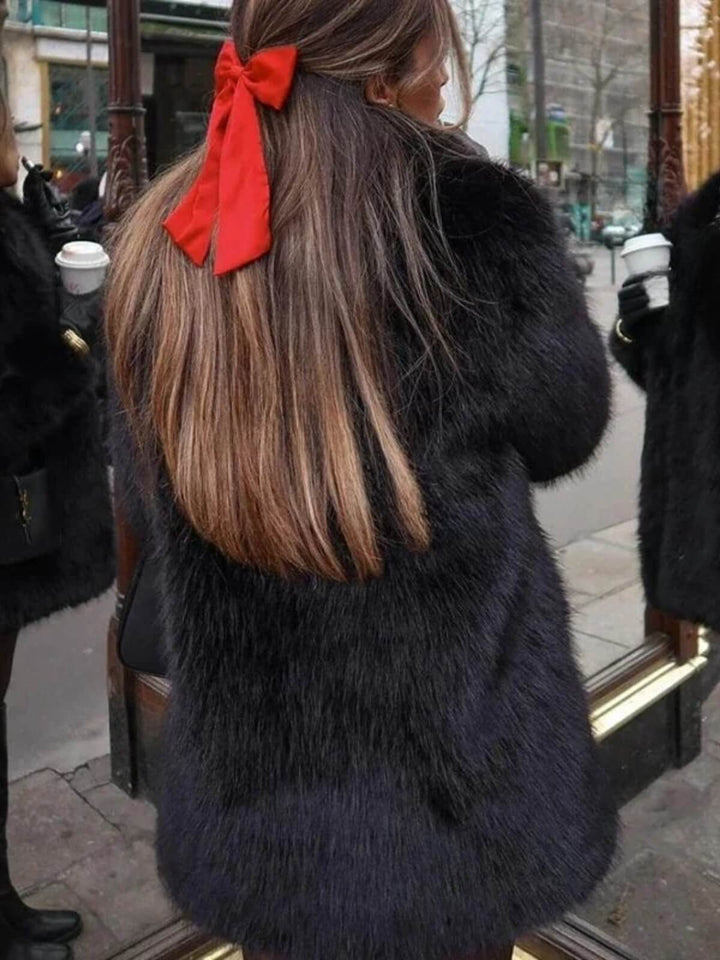 Luxury Fluffy Lapel Overcoat