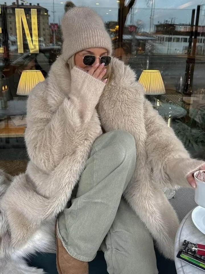 Luxury Fluffy Lapel Overcoat