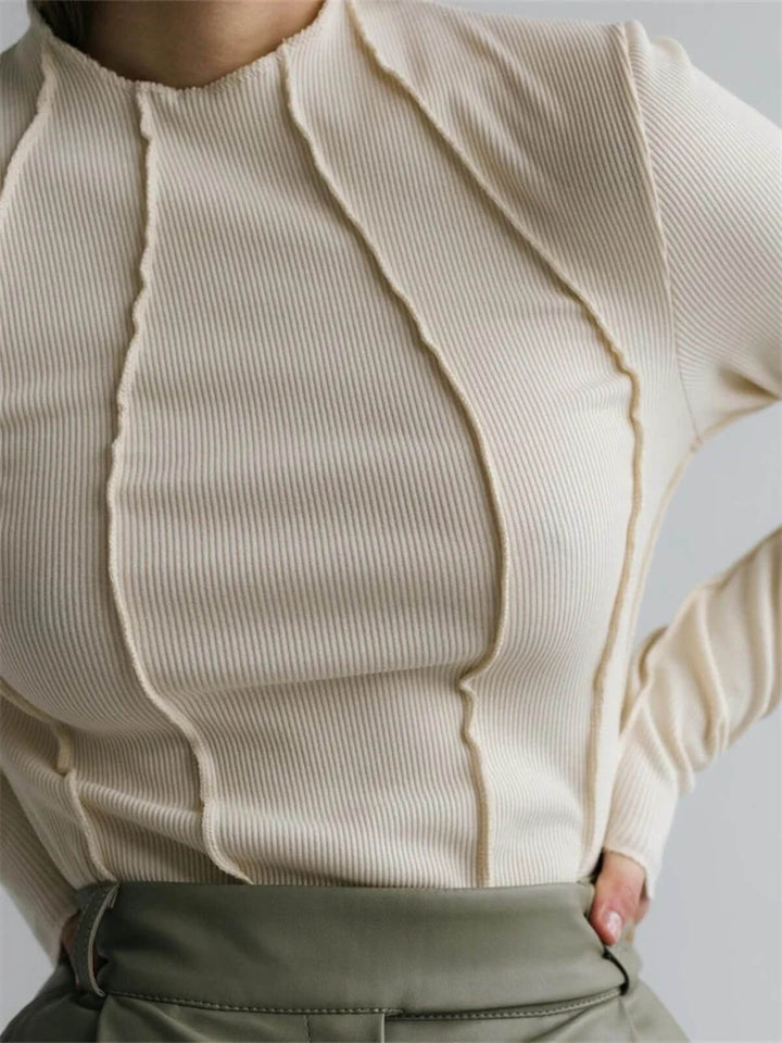 Slim Fit Pullover Ruched Long Sleeve Turtleneck