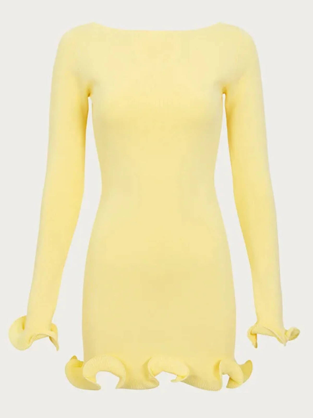 Elegant Knitted Ruffles High Waist Mini Dress