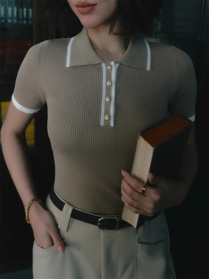 Elegant Short Sleeve Patchwork Tops