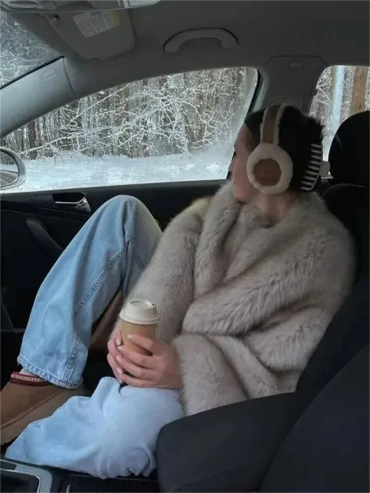 Thick Fur Long Sleeve Coat