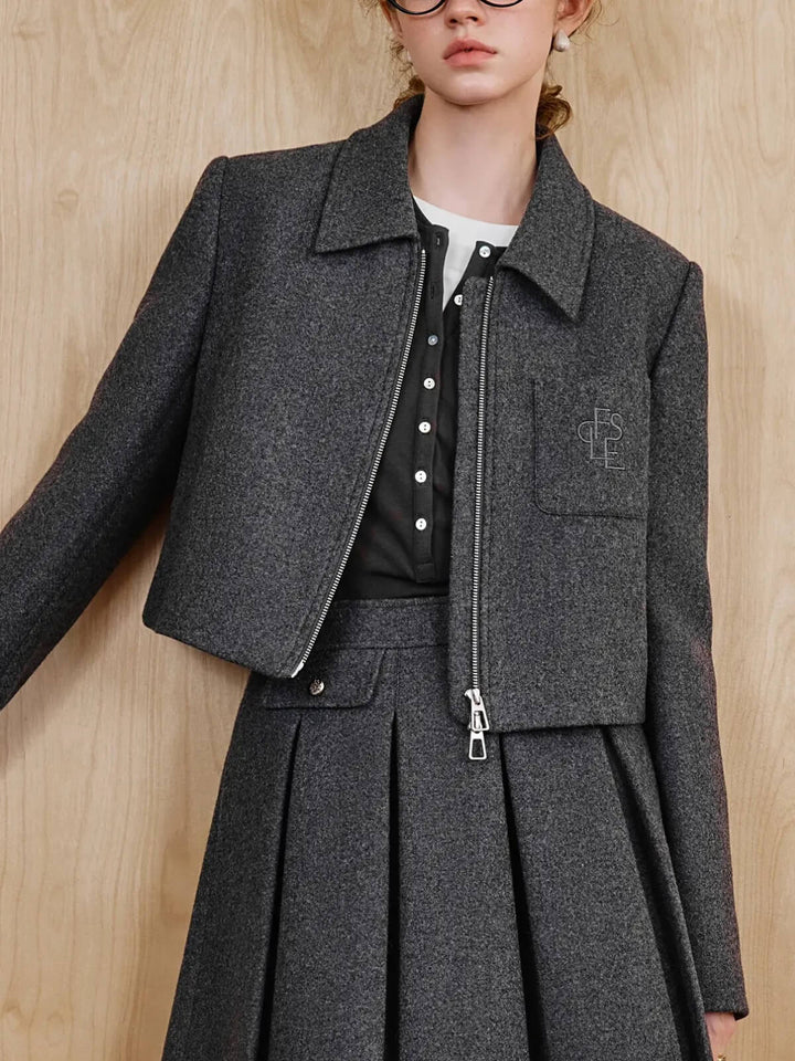 Casual Crop Polo Jacket