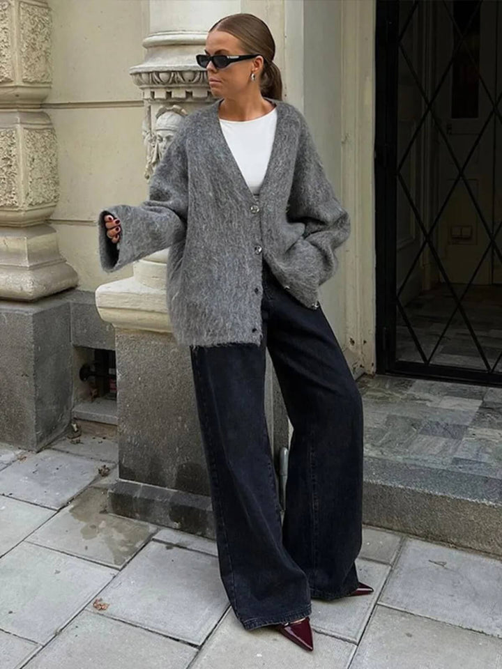 Casual Long Sleeve Knit V-Neck Cardigan