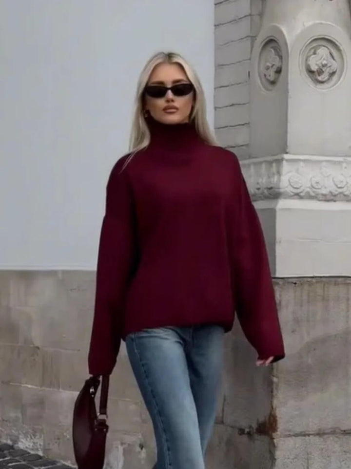 Elegant Loose Long Sleeved Turtleneck Sweater