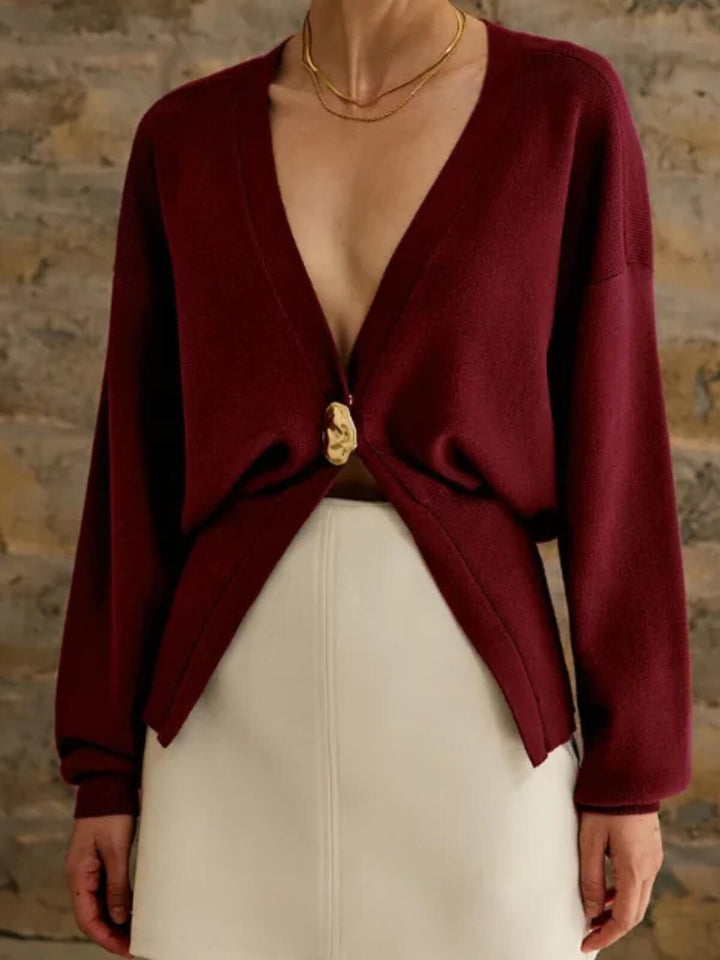 Knitted Casual Long Sleeve V-Neck Cardigan