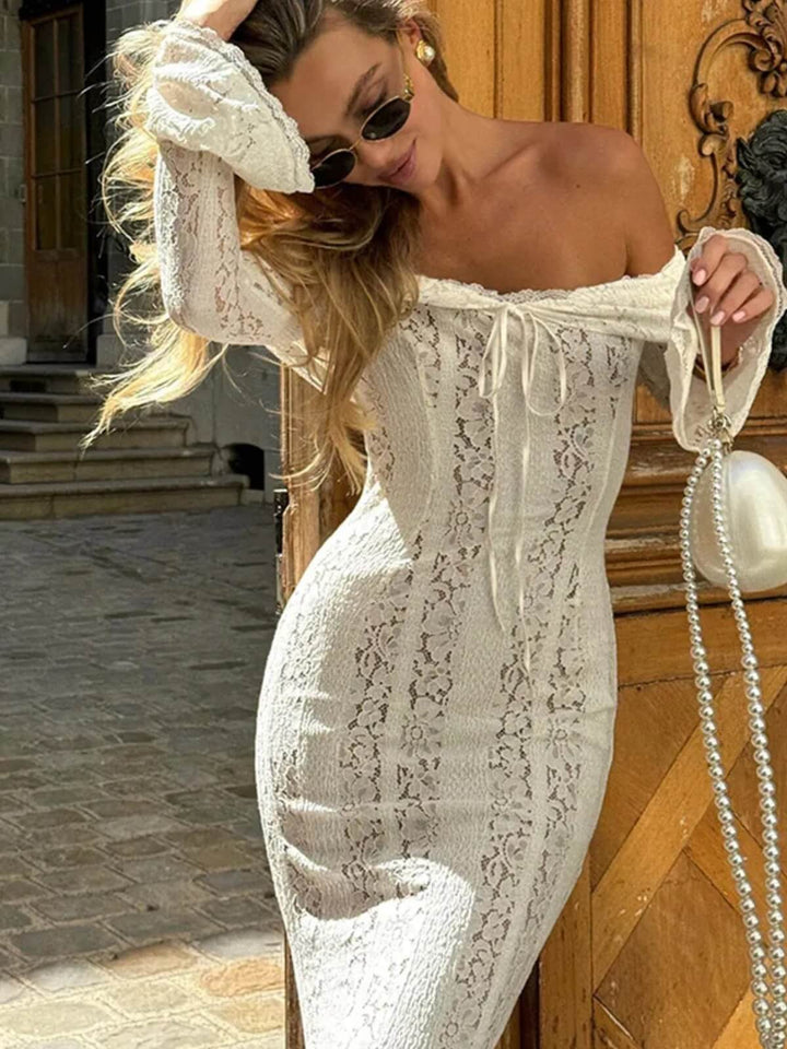 Women's Lace-Up Chest-Wrapped See-Through Maxi Dress