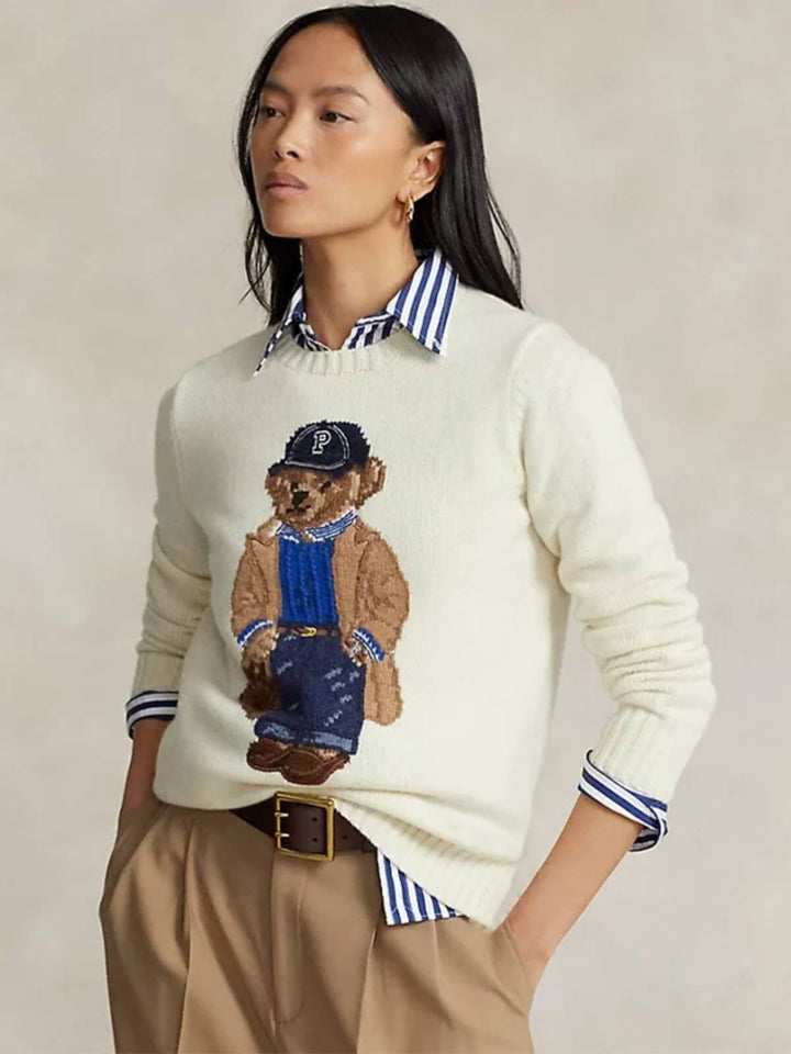 Women's Crochet Bear Knitted Sweater