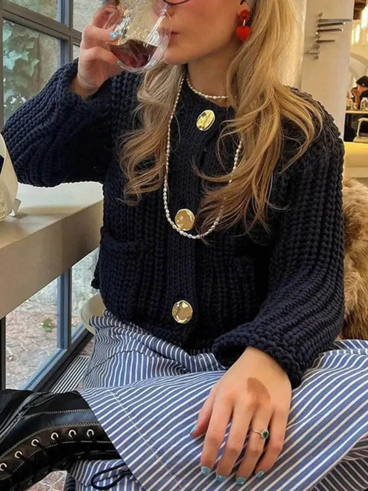 Casual O-Neck Loose Fit Sweater Knitted Cardigan