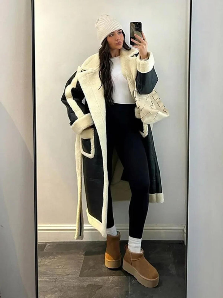 Women's Classic Lapel Jacket with Pockets & Belt