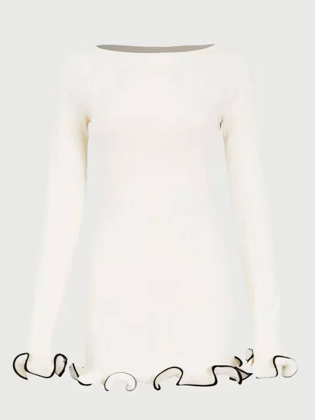 Elegant Knitted Ruffles High Waist Mini Dress
