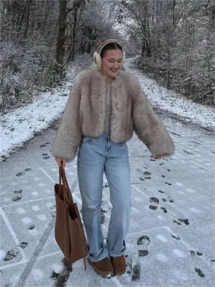 Thick Fur Long Sleeve Coat
