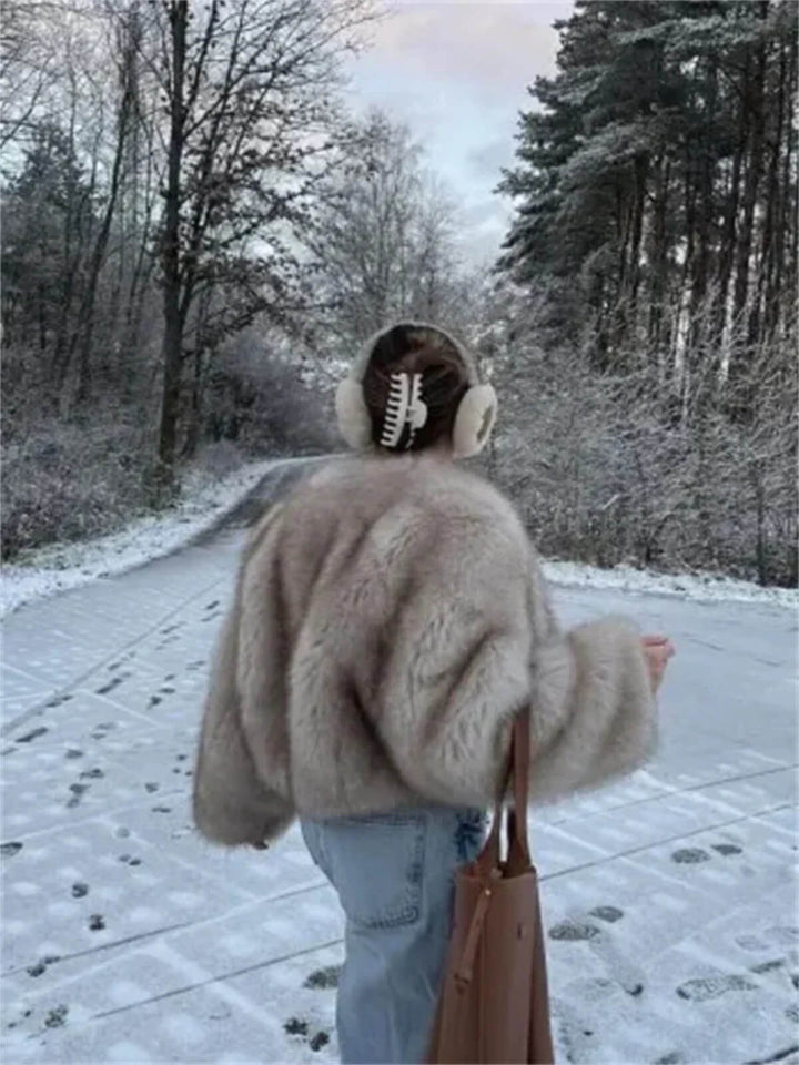 Thick Fur Long Sleeve Coat