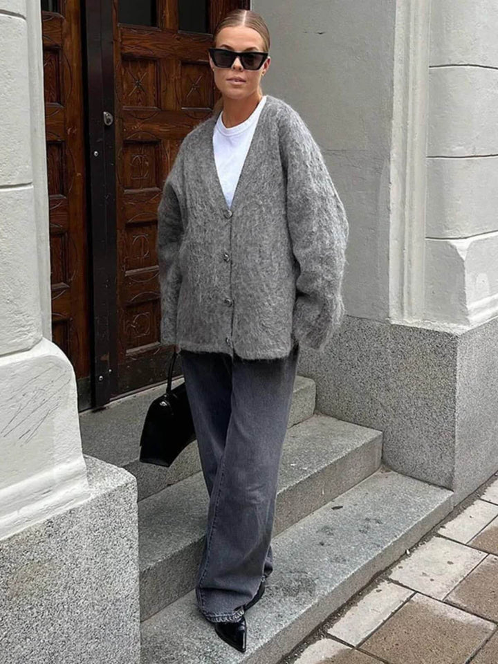 Casual Long Sleeve Knit V-Neck Cardigan