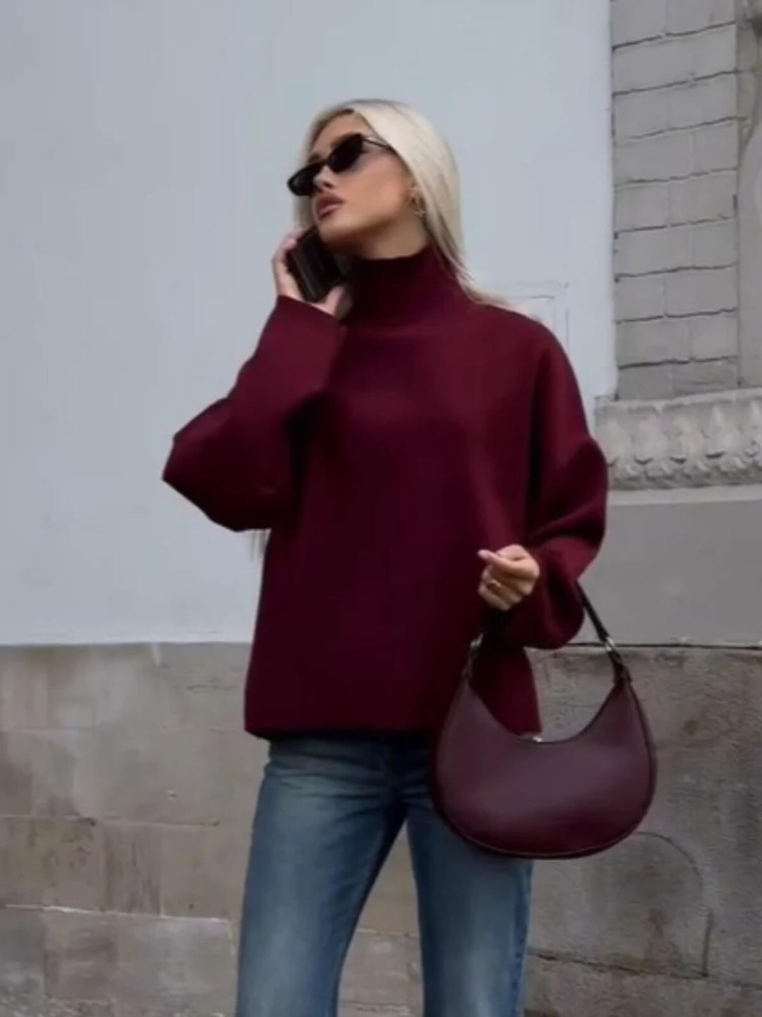 Elegant Loose Long Sleeved Turtleneck Sweater