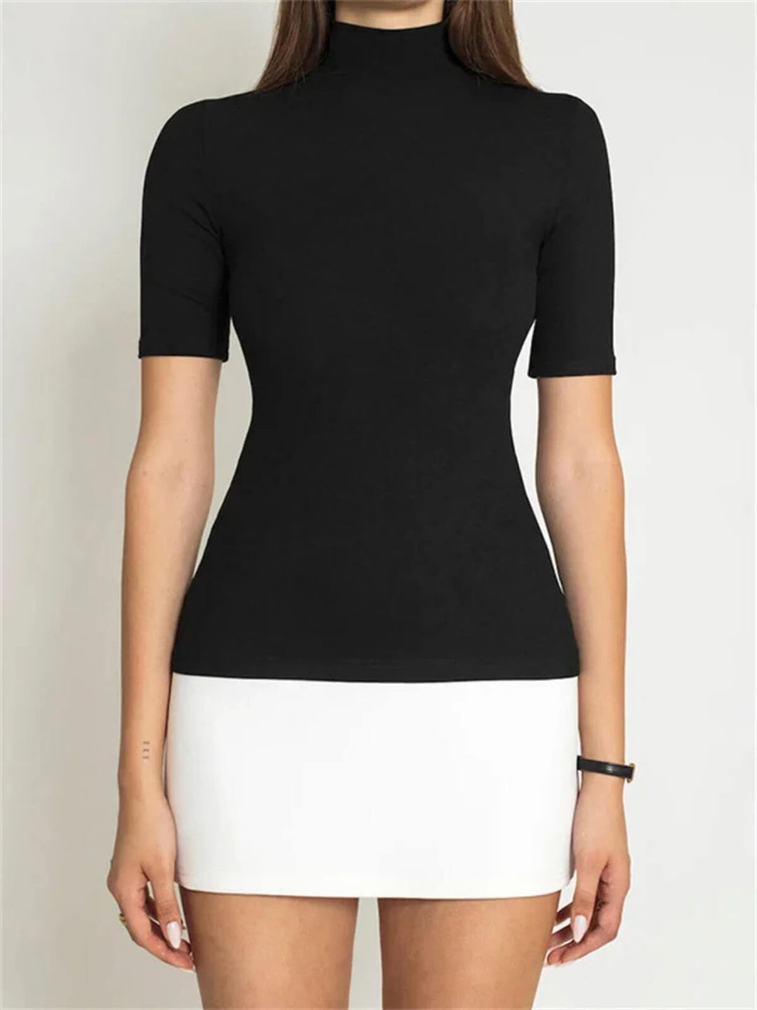 Casual High-Waist Short Sleeve Patchwork Mini Dress