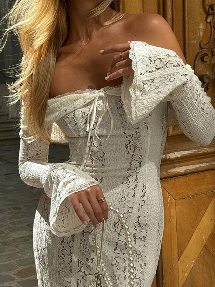 Women's Lace-Up Chest-Wrapped See-Through Maxi Dress