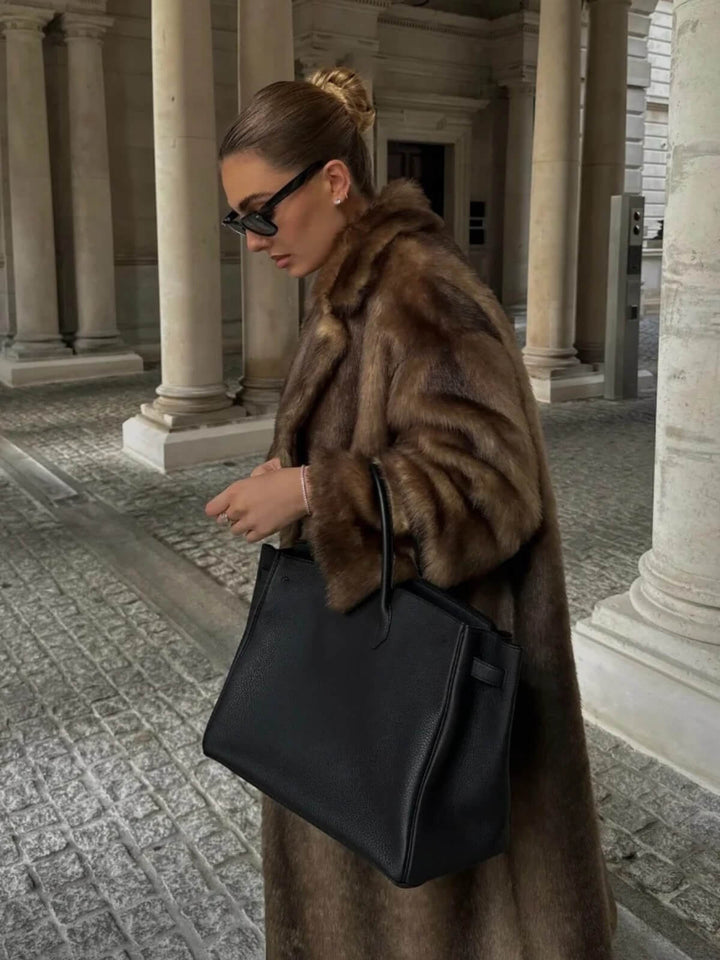 Elegant Lapel Long Sleeve Overcoat