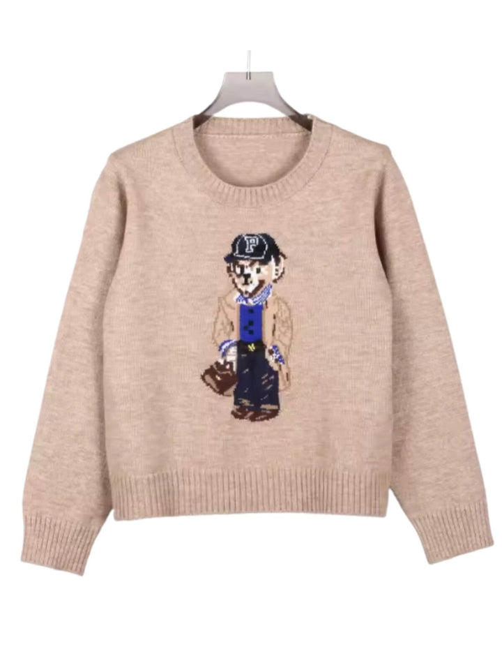 Women's Crochet Bear Knitted Sweater