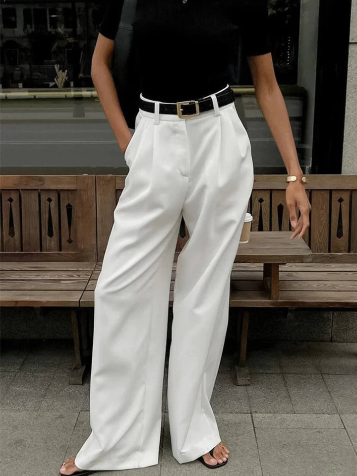 Patchwork High Waist Casual Wide Leg Trousers