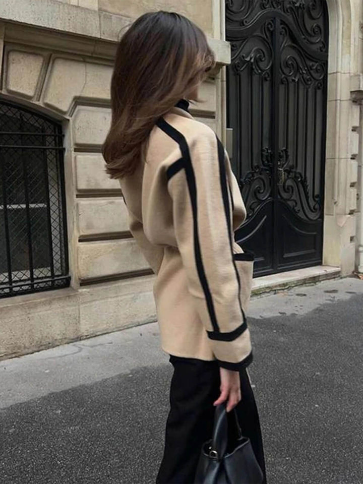 Casual Long Sleeve Coat With Belt Pockets