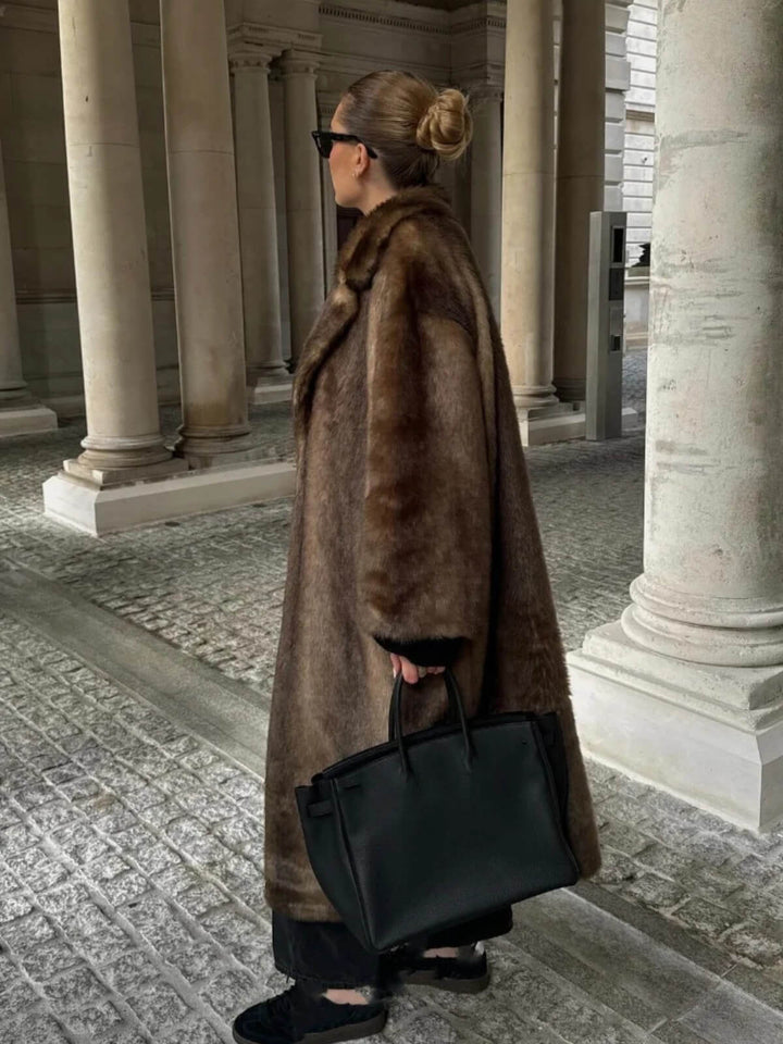 Elegant Lapel Long Sleeve Overcoat