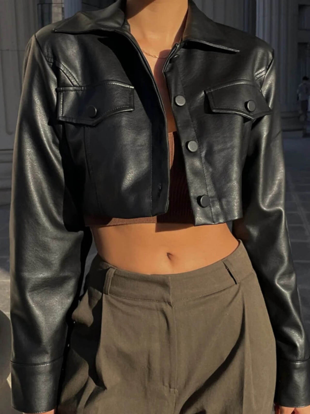 Casual Turn-Down Collar Short Coat