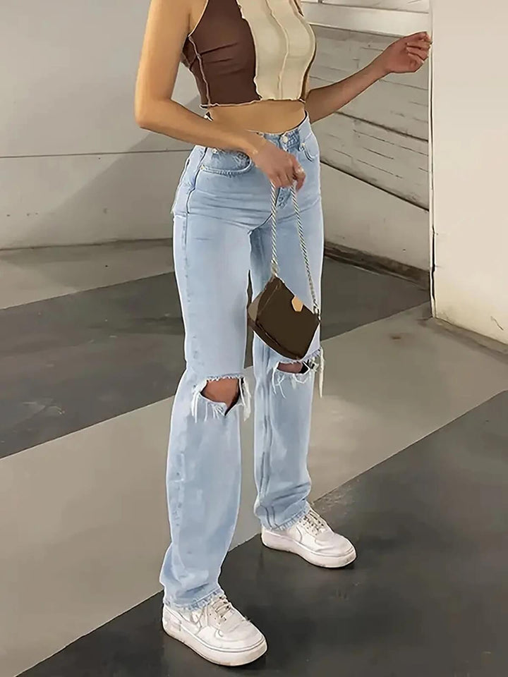 Comfortable Knee-Piercing Jeans